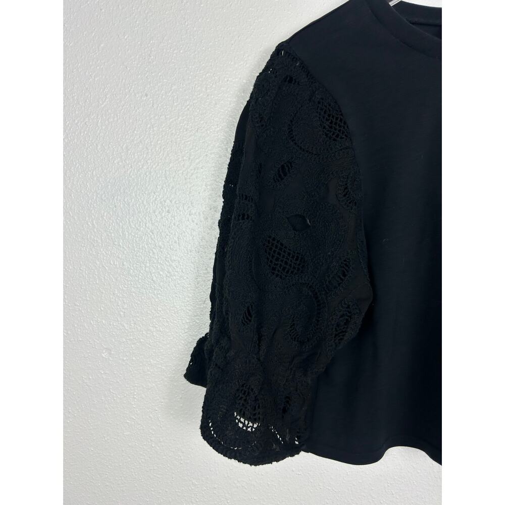 Cinq à Sept Carmine Embroidered Eyelet Top Black Small Feminine Romantic - Picture 5 of 8